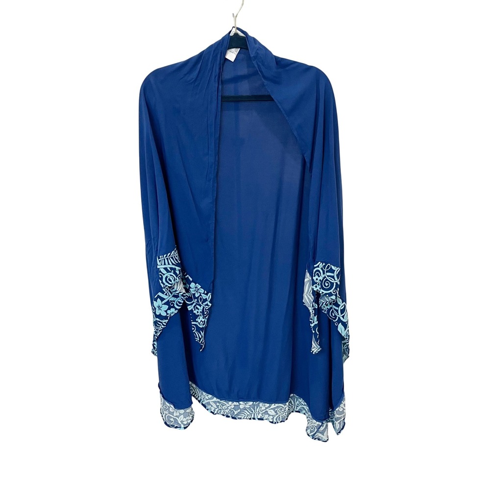 Disney Parks Blue Tropical Floral Minnie Mouse Swim Cover Up Wrap Rayon - MEDIUM